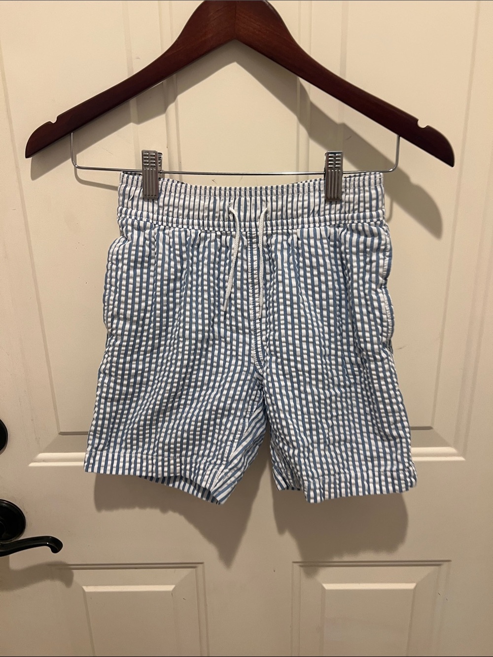 Crewcuts factory Blue & White Striped Seersucker Drawstring Shorts sz 10